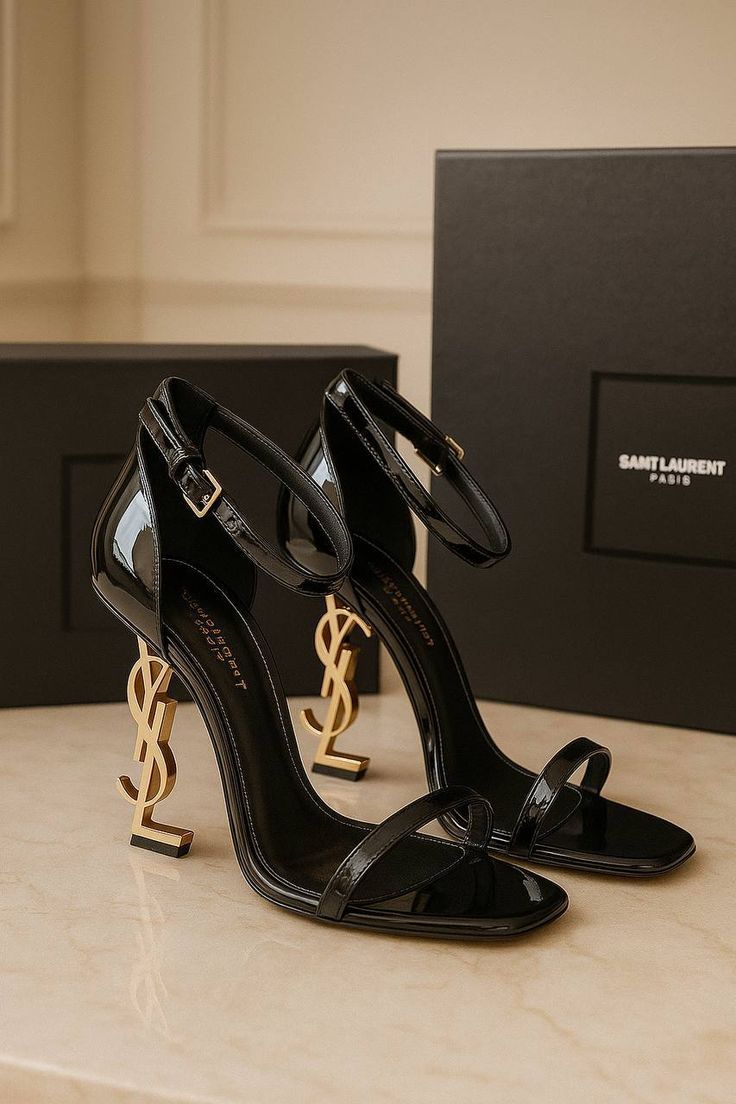 Saint Laurent Style Black Patent Heels